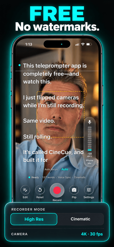 CineCue: Teleprompter app screen 2