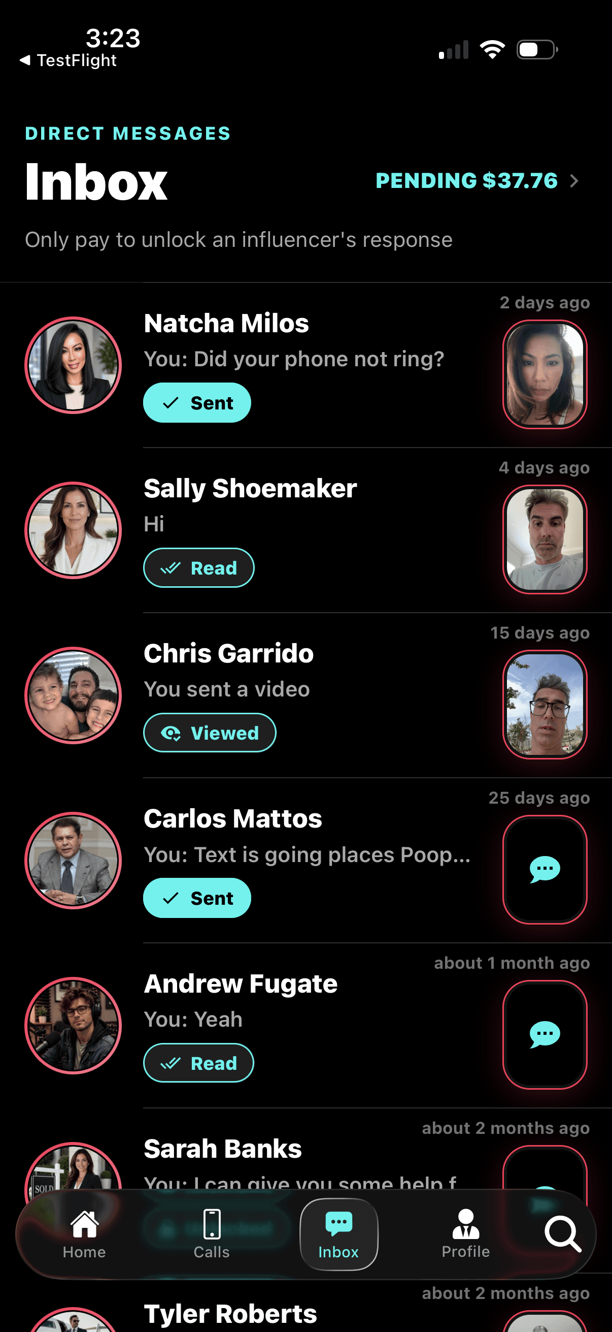 Fanline app screen 7
