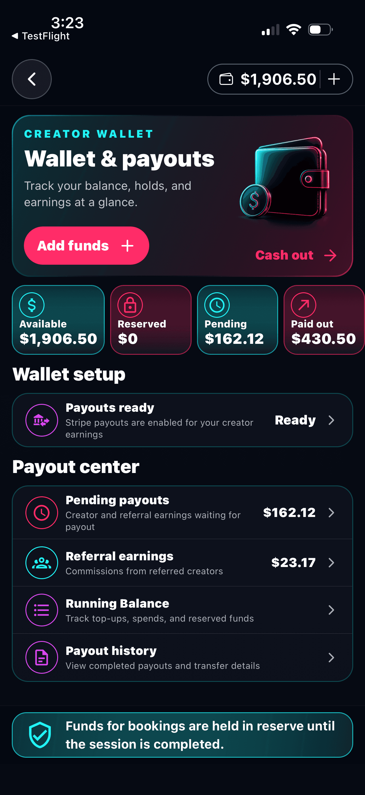 Fanline app screen 8