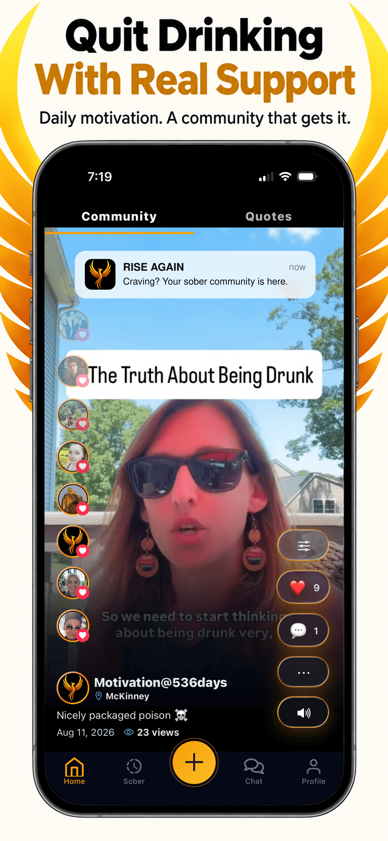 Rise Again: Quit Drinking app screen 1