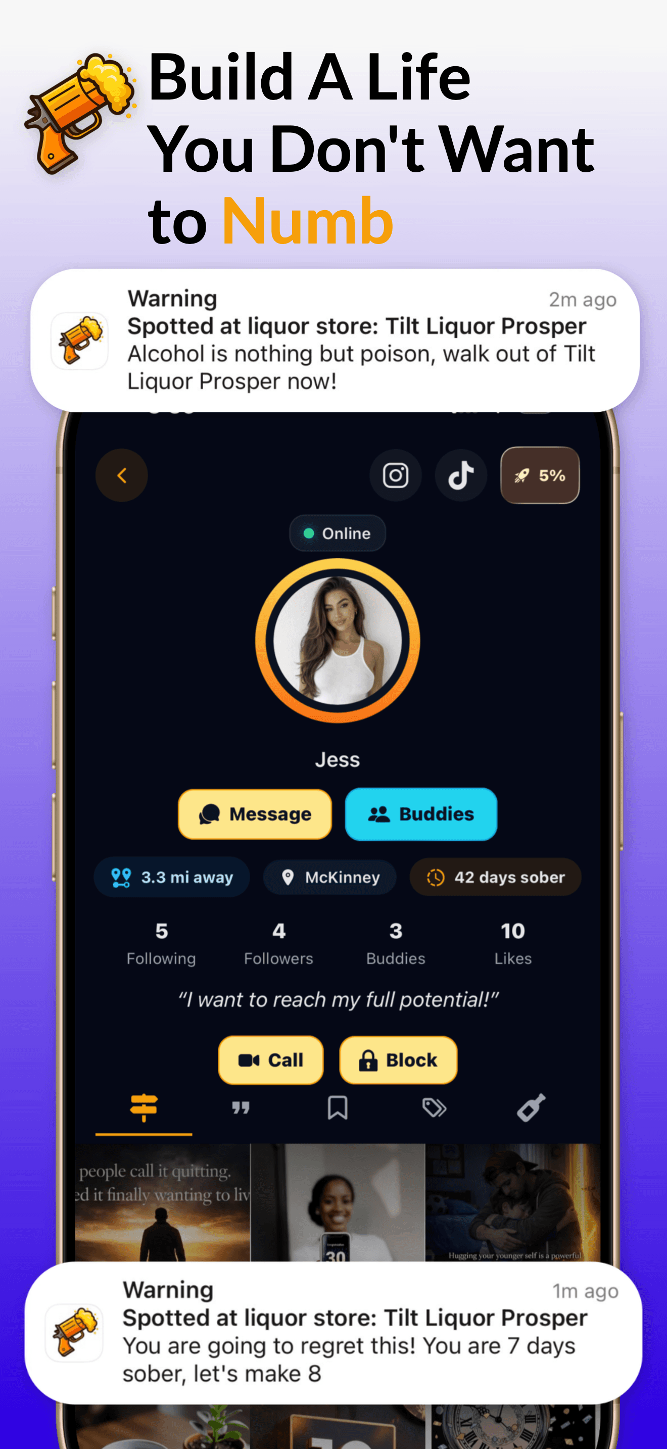 Sober Motivation app screen 1