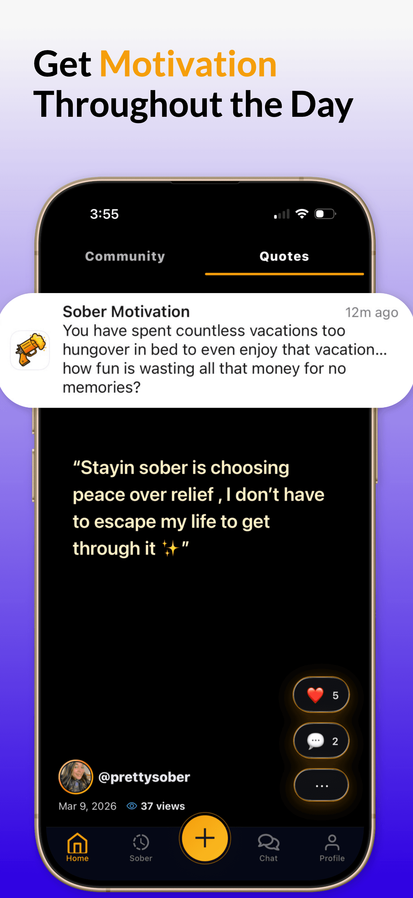 Sober Motivation app screen 3